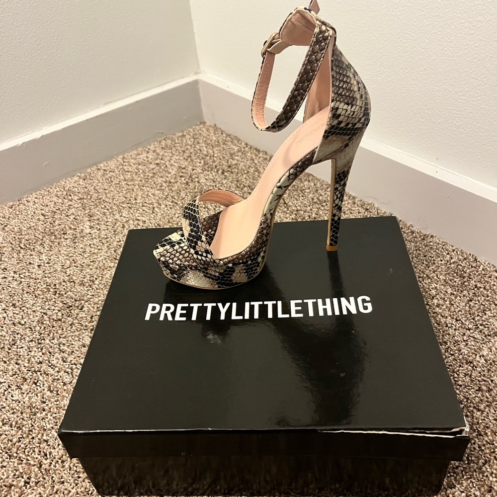 High Snake Print Heels. Never Worn!